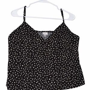a new day Black Camisole with White Heart Pattern
